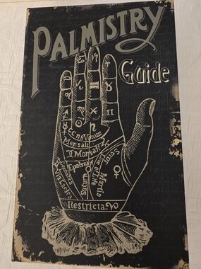 FAUX HALLOWEEN PALMISTRY GUIDE FORTUNE TELLER RESIN BOOK TABLETOP PROP DECOR